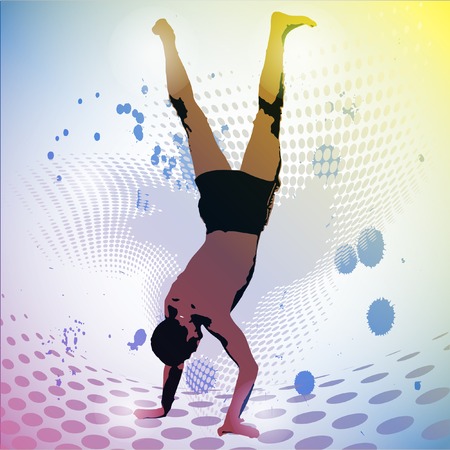 Vector Illustration of guy standing on his hands. のイラスト素材