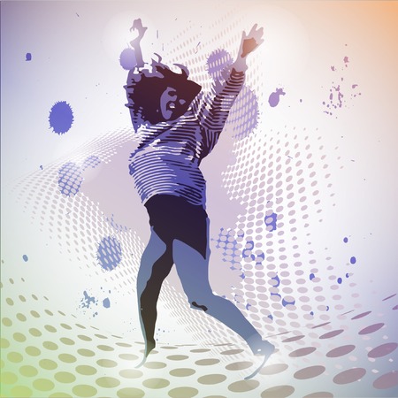 Vector Illustration of jumping girl. のイラスト素材