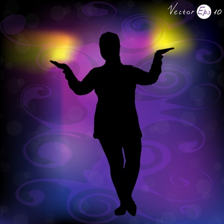 Silhouette of a woman doing meditation. のイラスト素材