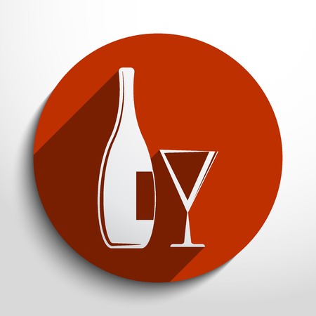 glass bottle web flat icon in circleのイラスト素材