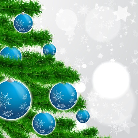 Blue christmas balls background illustration.のイラスト素材