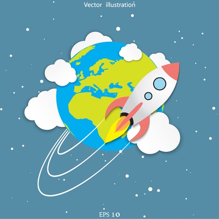 Vector flat rocket web icon.のイラスト素材