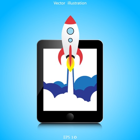 Vector flat rocket web icon.のイラスト素材