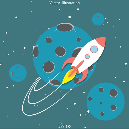 Vector flat rocket web icon.のイラスト素材