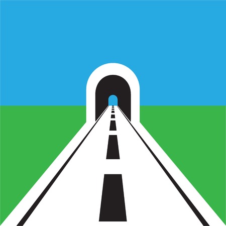 road with tunnel web flat iconのイラスト素材