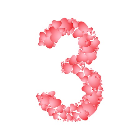 Vector number three from hearts.のイラスト素材