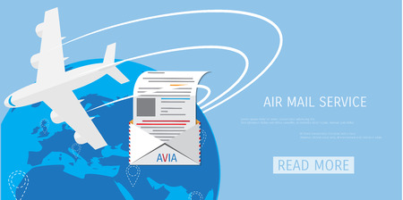 Vector air mail service web flat background. Global communication. Social network. Concepts for web banners and promotional materials.のイラスト素材