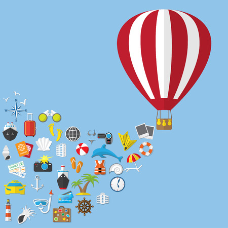 Vector flat concept of World travel and tourism. Holidays and vacation. Concepts for web banners and promotional materials.のイラスト素材