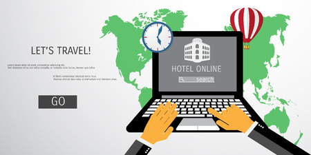 Vector flat concept of World travel and tourism. Holidays and vacation. Concepts for web banners and promotional materials.のイラスト素材
