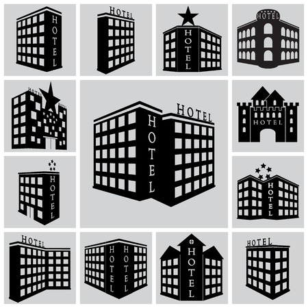 Vector hotel icons set illustration.のイラスト素材