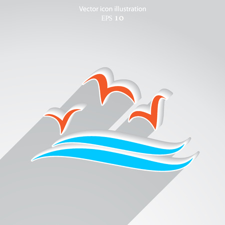 Vector sea gulls flat icon illustration.のイラスト素材