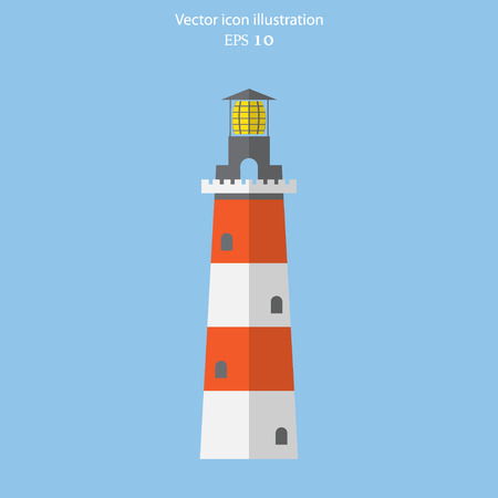 Vector lighthouse flat icon illustration.のイラスト素材