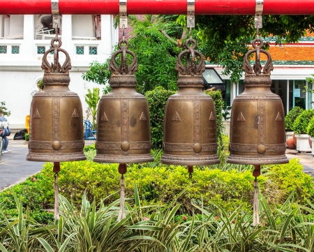 The bells in temple is believed that hit bells  has merit.の写真素材