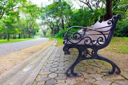 The chair in garden make by wood.の写真素材