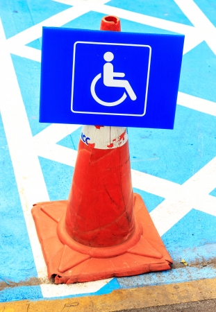 Sign disabled on parking spot this area for disabled  car onlyの写真素材