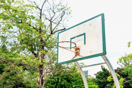 Basketball hoop old and alone  on garden の写真素材