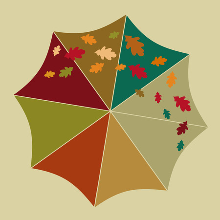 Beautiful hand-drawn illustrations with umbrella and leaves  Illustrations for use in design, made in vectorのイラスト素材