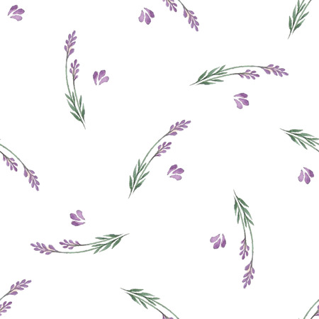 Lavender decorative pattern. Seamless pattern for fabric, paper and other printing and web projects.Watercolor background.のイラスト素材