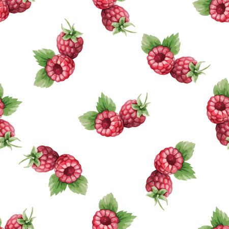 Watercolor pattern of fruit, raspberry illustration.のイラスト素材