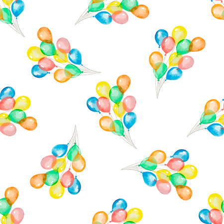 Watercolor seamless pattern of colorful balloons, vector illustration.のイラスト素材