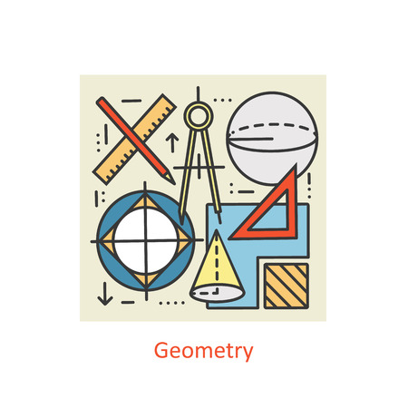 Modern color thin line concept of geometry for school, university and training. Art design collection, Flat Style. Concepts  for Trendy Designs.  line background.のイラスト素材