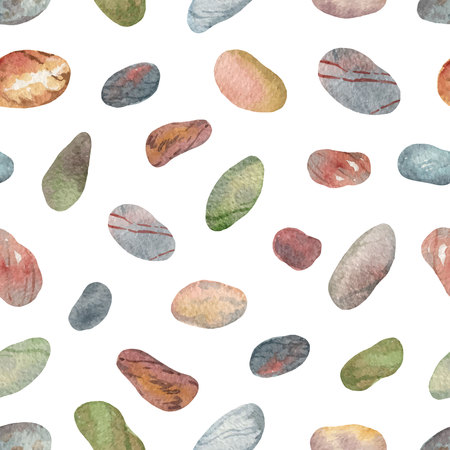 Watercolor vector seamless pattern with colored decorative stones.のイラスト素材