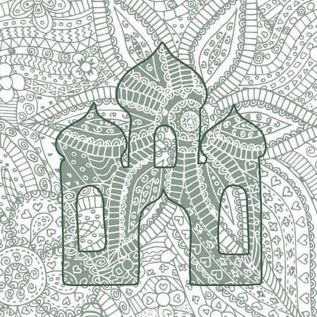 Zen tangle and doodle church. Zentangle vector templeのイラスト素材