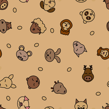 Wild animals seamless pattern background. Textile for baby pet. Vector nature. Kid sleeping designのイラスト素材