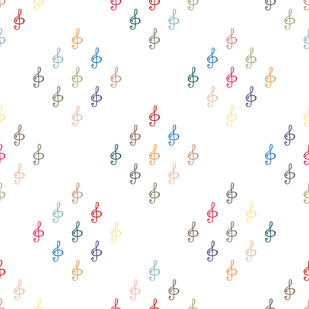 Treble clef vector illustration. Seamless background pattern in the musical signsのイラスト素材