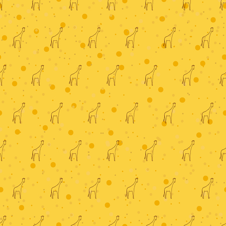 Seamless pattern background giraffe. Vector yellow wallpaper wildlife. Animals of Africa.のイラスト素材
