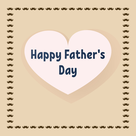 Greeting card for Father's Day. Vector postcard with a big heart and a mustache.のイラスト素材