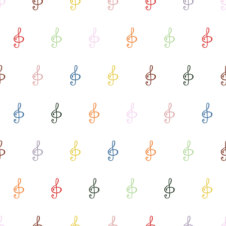 Treble clef. Seamless background pattern in the treble clef. Music notes, treble clef vector.のイラスト素材