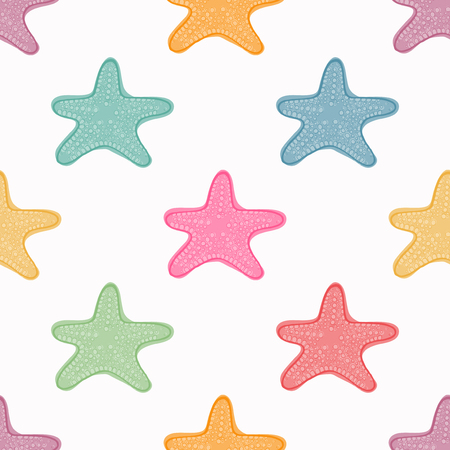 Sea stars seamless pattern background. Colorful starfish vector illustration. Underwater life.のイラスト素材