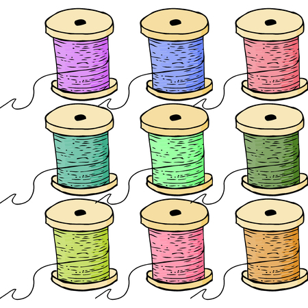 Colorful spools of thread.のイラスト素材