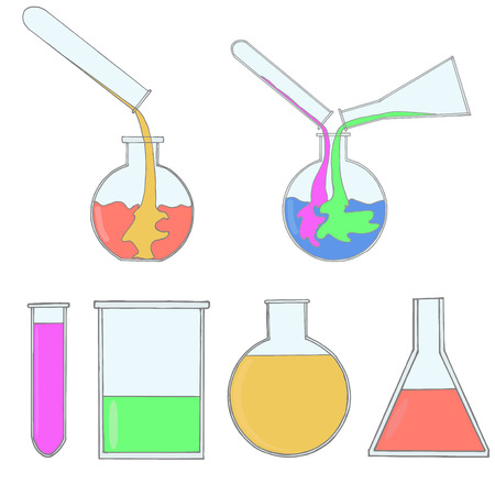 Set of different chemical flask Vector illustration.のイラスト素材