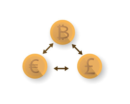 Currency exchange vector illustration. Digital money, bitcoin, bit coin.のイラスト素材