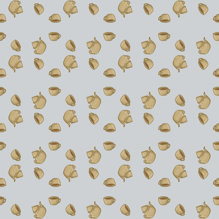 Seamless pattern background with cup of tea and teapot. Vector illustration.のイラスト素材