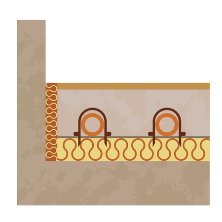 Underfloor heating system. Plastic pipe. Vector installation model. Water conduit.のイラスト素材