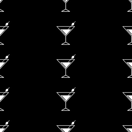Seamless pattern background with alcoholic beverages. Cocktail vector illustration. Black and whiteのイラスト素材