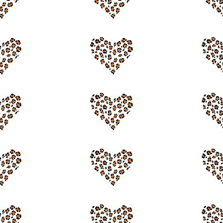 Heart shape of a leopard skin. Seamless pattern background.のイラスト素材