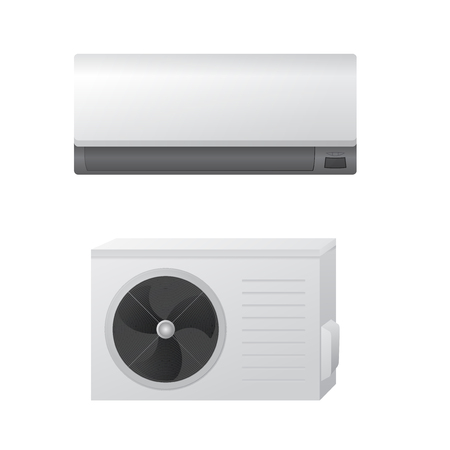 The air conditioning split system vector illustration. Outdoor and indoor unit. The concept of a comfortable climate in home. HVAC.のイラスト素材
