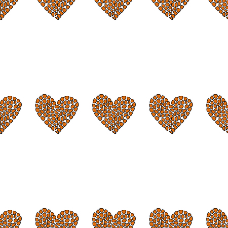 Seamless pattern background with animal heart. Vector illustration. Giraffe print skin.のイラスト素材