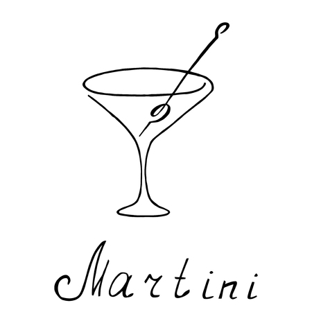 Martini with olive vector illustration. Figure coloringのイラスト素材