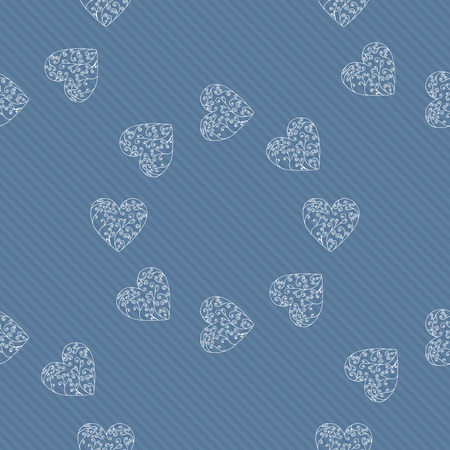 Vector love. Seamless pattern of hearts background. Lace illustration. Romantic wallpaper.のイラスト素材