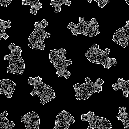 Seamless pattern background hippo.のイラスト素材