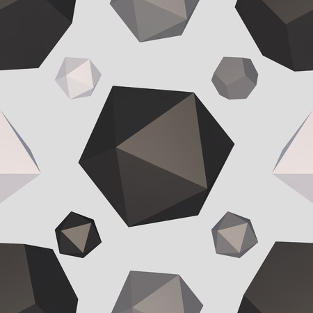 Monochrome polygon seamless pattern background. Vector illustration.のイラスト素材