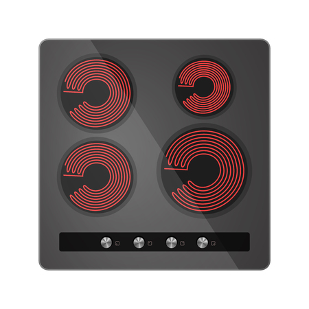 Electric oven vector illustration. Black cooking hob.のイラスト素材