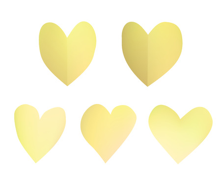 A set of yellow paper hearts.のイラスト素材