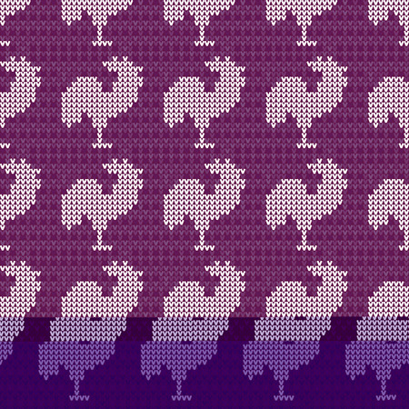 Knitting violet with chicken or cocks.のイラスト素材