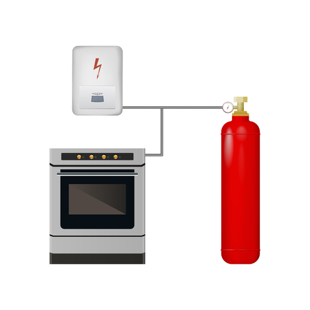 Gas stove and boiler with cylinder.のイラスト素材